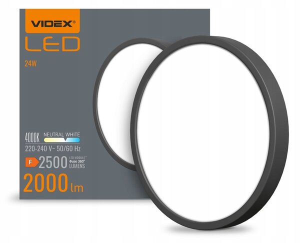 Stropní přisazené svítidlo Videx 24 W 4000 K černé