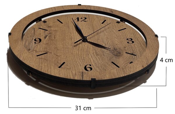 Dřevěné hodiny nástěnné "Kruh" dub velikost svítidla/hodin: 31 cm