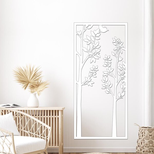 Dřevo života | Dřevěná dekorace strom LONG | Rozměry (cm): 18x40 | Barva: Bílá