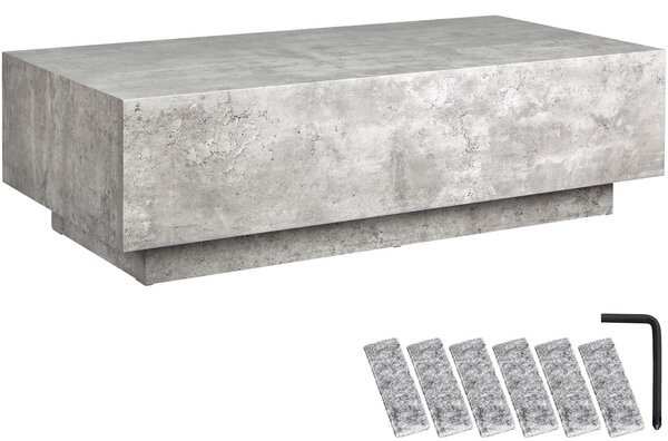 Tectake Konferenční stolek Lasley s podstavcem, nosnost 45 kg - Vzhled betonu, 120 x 60 x 35 cm