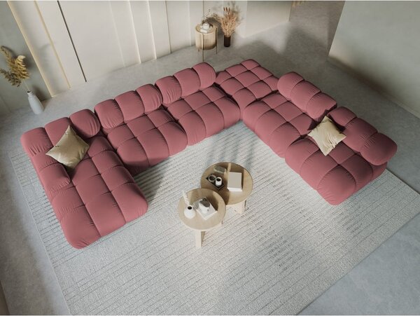 Růžová sametová pohovka 379 cm Bellis – Micadoni Home