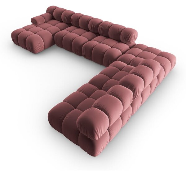 Růžová sametová pohovka 379 cm Bellis – Micadoni Home