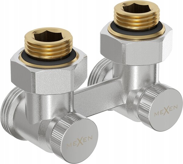 MEXEN ROHOVÝ VENTIL DN50 1/2"x3/4" DVOUTRUBKOVÝ PRO RADIÁTOR, NIKL