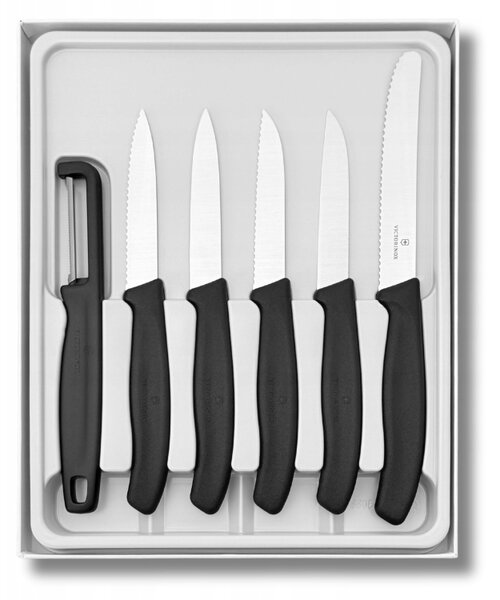 Sada Victorinox Swiss Classic 5 nožů + škrabka na loupání černá