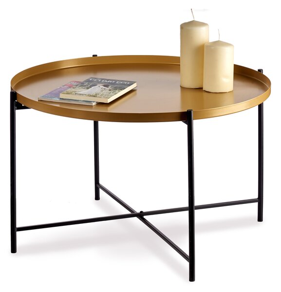 Nízký konferenční stolek se zlatou deskou, Ø 76,5 cm