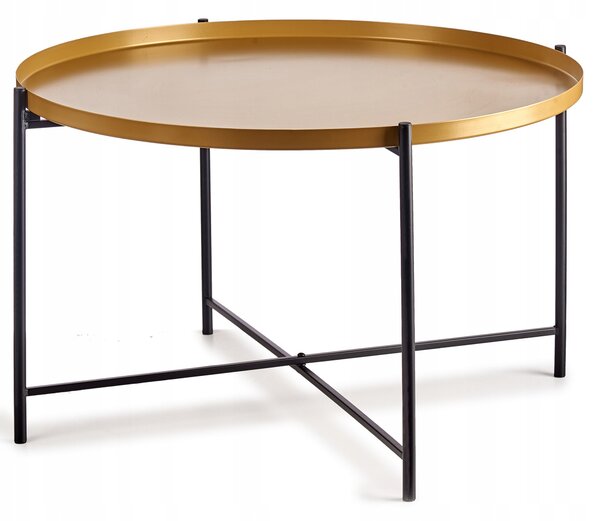 Nízký konferenční stolek se zlatou deskou, Ø 76,5 cm