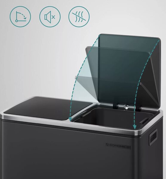 SONGMICS Odpadkový koš s víkem JORDAN 2x30 L černý