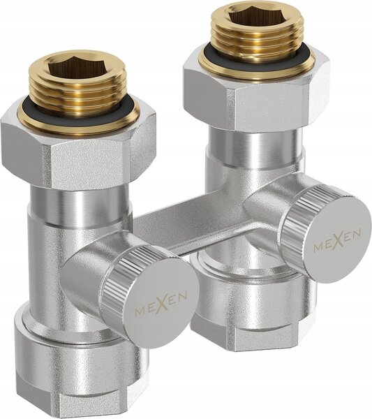 MEXEN Přímý ventil 1/2" x 16 mm dvoutrubkový DN50 pro radiátor, nikl