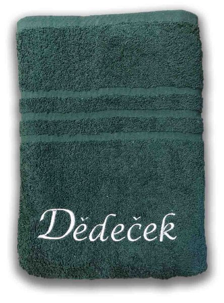 Top textil Osuška s vyšitým nápisem "Dědeček" 70x140 cm Barva: tmavě zelená