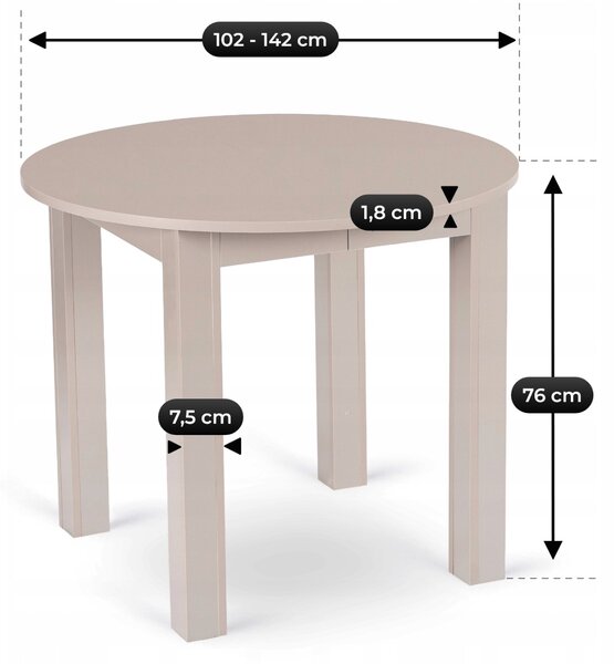 Rozkládací jídelní stůl 102–142 cm kašmír Harry