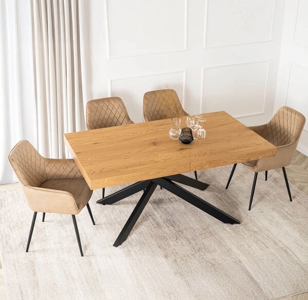 JAKS Rozkládací jídelní stůl Hampton 160–240 cm černý / zlatý dub