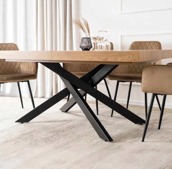 JAKS Rozkládací jídelní stůl Hampton 160–240 cm černý / zlatý dub