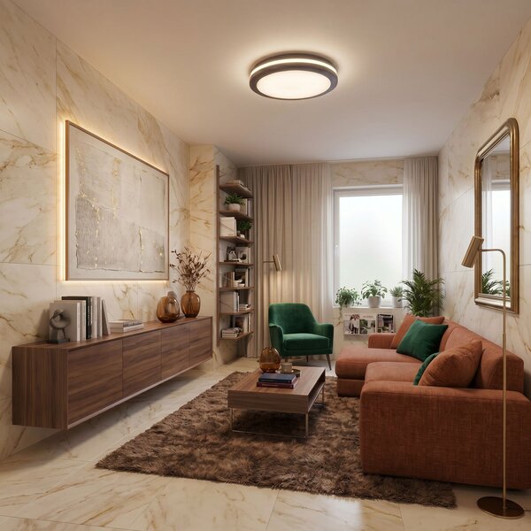 SOLIGHT GARI LED stropní osvětlení černé 26W 2340lm 3CCT IP65 30cm