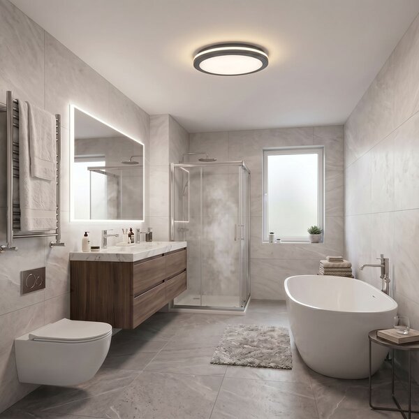 SOLIGHT GARI LED stropní osvětlení černé 44W 3960lm 3CCT IP65 40cm