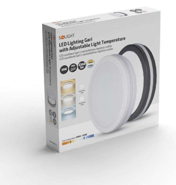 SOLIGHT GARI LED stropní osvětlení bílé 26W 2340lm 3CCT IP65 30cm