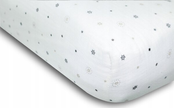 Prostěradlo mušelínové s gumou 60x120 hvězdičky Muslin Design