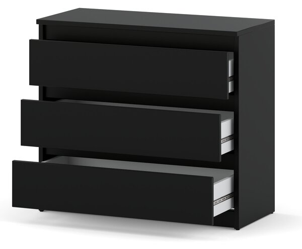 STIV Möbel | Komoda černá matná 80x33,5x71,5 cm | 3 zásuvky | Moderní příborník | Minimalistický a elegantní styl