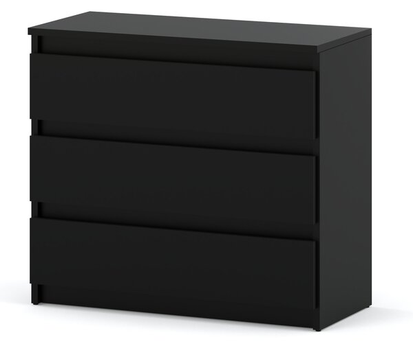 STIV Möbel | Komoda černá matná 80x33,5x71,5 cm | 3 zásuvky | Moderní příborník | Minimalistický a elegantní styl