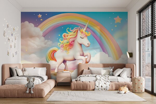 Fototapeta Jednorožec s duhou a mraky, Dětské fototapety, Populární fototapety, w08820 - Tapeko.co.cz