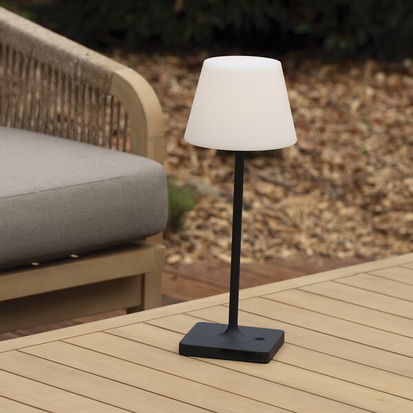 ZAHRADNÍ LAMPA STOLNÍ KOVOVÁ ČERNÁ 39 Cm SE STÍNIDLEM