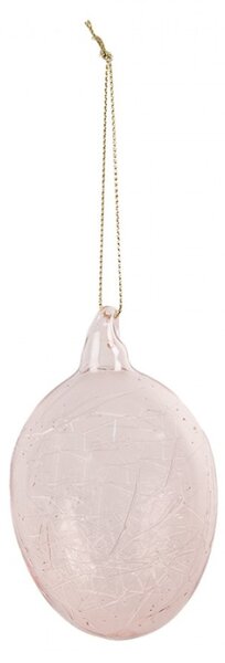 Skleněná velikonoční závěsná ozdoba růžové vajíčko Stille I – 6x10 cm