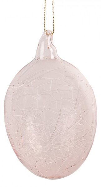 Skleněná velikonoční závěsná ozdoba růžové vajíčko Stille I – 6x10 cm