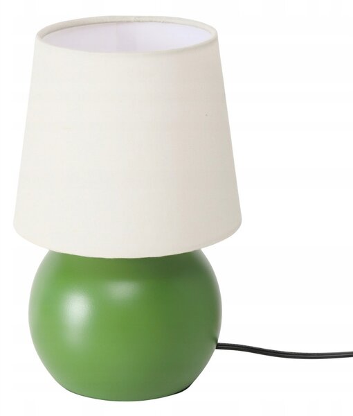 NOČNÍ LAMPA ZELENÁ STOLNÍ KOVOVÁ S TEXTILNÍM STÍNIDLEM SABIA 14X21,8 CM
