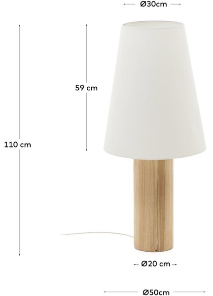 Kave Home Dřevěná stojací lampa Marga 110 cm