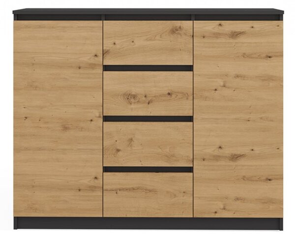 Komoda 2D4S - antracit / dub artisan