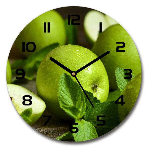 Skleněné hodiny kulaté Zelená jablka pl_zso_30_c-f_110366916
