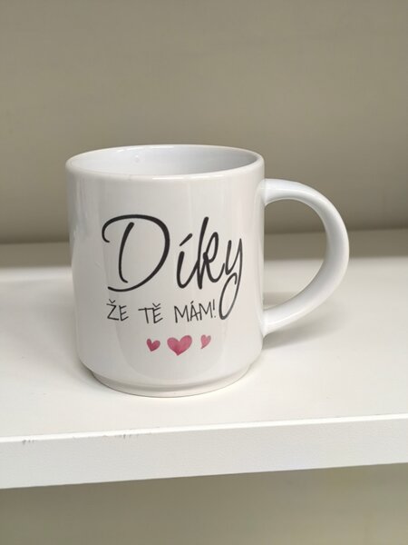 Kávový hrnek díky, že tě mám - světlejší srdíčka