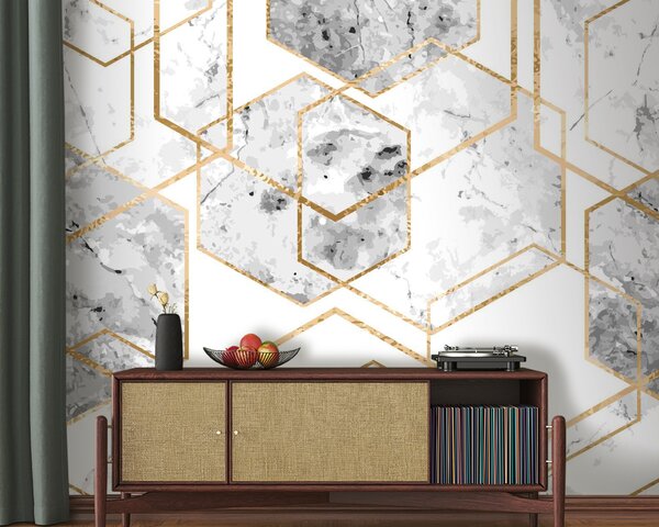 Fototapeta Elegantní šestiúhelníkový mramorový vzor, Geometrické fototapety, Populární fototapety, u04140 - Tapeko.co.cz