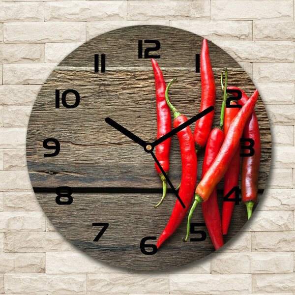 Skleněné hodiny kulaté Chilli papričky pl_zso_30_c-f_119501609
