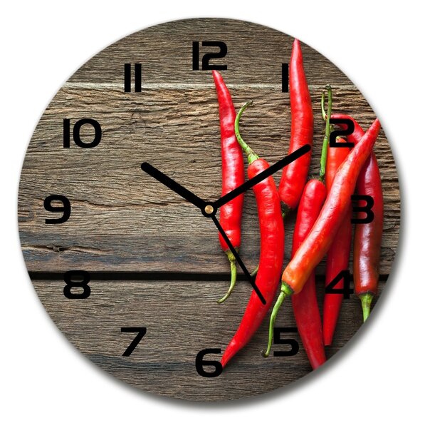 Skleněné hodiny kulaté Chilli papričky pl_zso_30_c-f_119501609