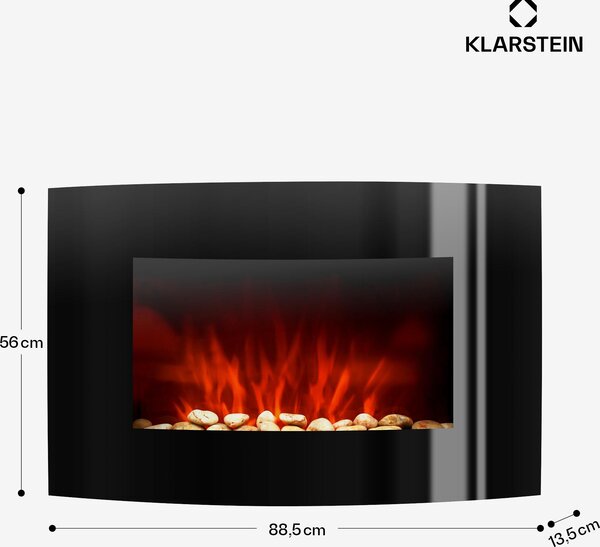 Klarstein Elektrický krb, elektrický ohřívač do obývacího pokoje a interiéru, elektrický krb s LED plameny, energeticky úsporný elektrický krb, ventilátorové topení s časovačem, nastavitelný termostat, topení 2000 W