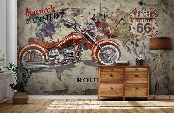 Fototapeta Motocykl na mapě, Populární fototapety, Populární fototapety, u16173 - Tapeko.co.cz