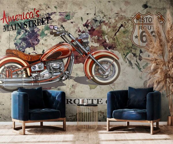Fototapeta Motocykl na mapě, Populární fototapety, Populární fototapety, u16173 - Tapeko.co.cz