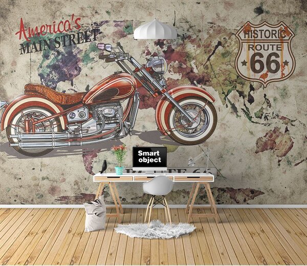Fototapeta Motocykl na mapě, Populární fototapety, Populární fototapety, u16173 - Tapeko.co.cz
