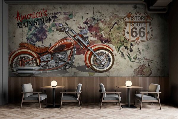 Fototapeta Motocykl na mapě, Populární fototapety, Populární fototapety, u16173 - Tapeko.co.cz