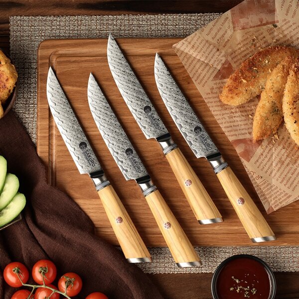 Steakový nůž z damaškové oceli SaKuRo Olive 12,7 cm