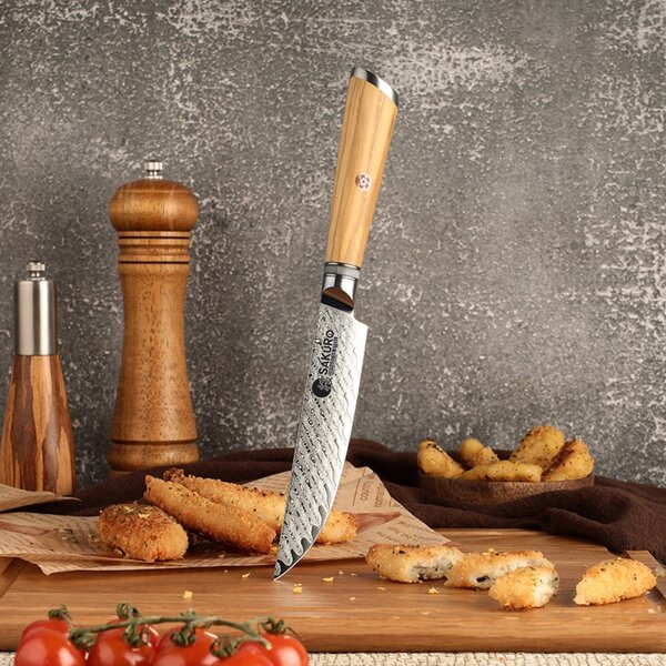 Steakový nůž z damaškové oceli SaKuRo Olive 12,7 cm