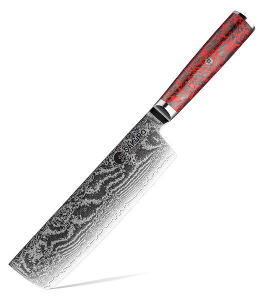 Japonský nůž Nakiri z damaškové oceli S35VN Inferno SaKuRo 18 cm