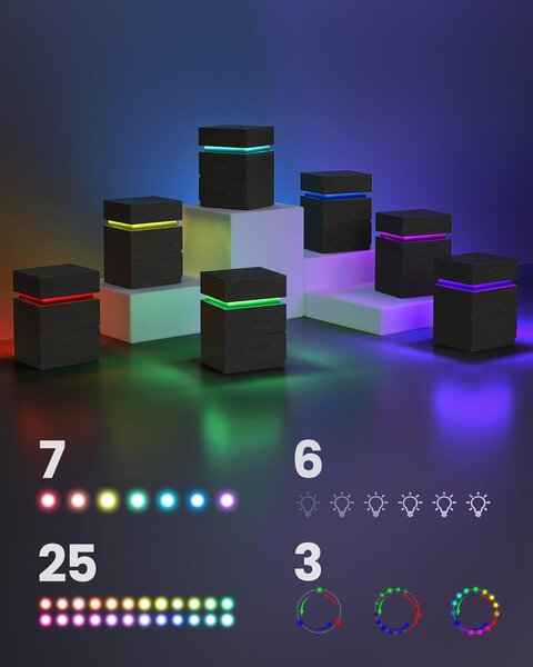 SONGMICS Noční stolek Vasagle s LED osvětlením Defro černý