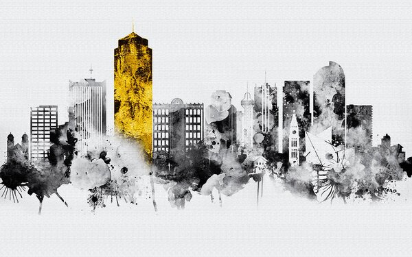 Fototapeta Černobílá krajina města, Architektonické fototapety, Populární fototapety, u24896 - Tapeko.co.cz