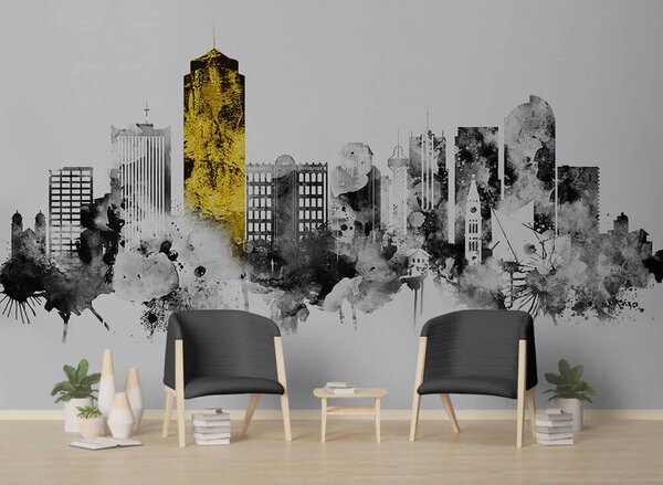 Fototapeta Černobílá krajina města, Architektonické fototapety, Populární fototapety, u24896 - Tapeko.co.cz