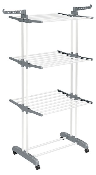SONGMICS Věšák na sušení prádla 3 patra 128 x 172 x 64 cm bílý