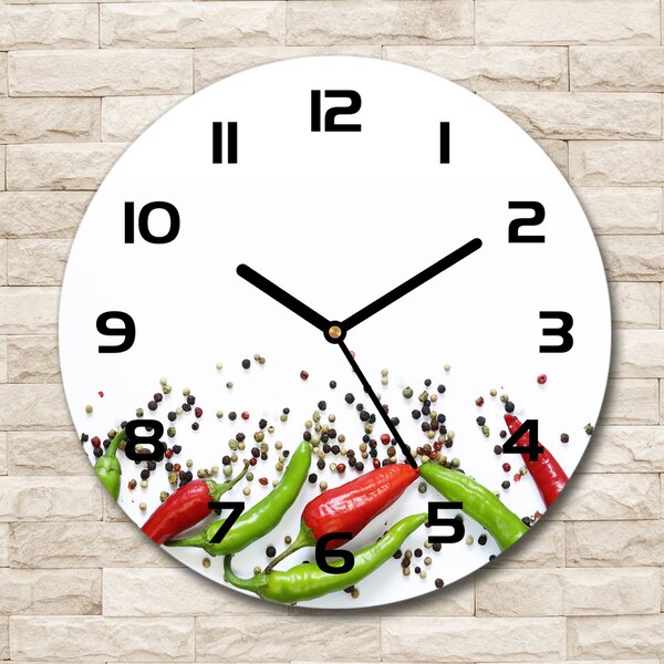 Skleněné hodiny kulaté Chilli papričky pl_zso_30_c-f_166768878