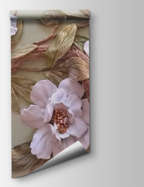 Fototapeta Nástěnná dekorace s květinami a listy, 3D květinové fototapety, Populární fototapety, u28623 - Tapeko.co.cz