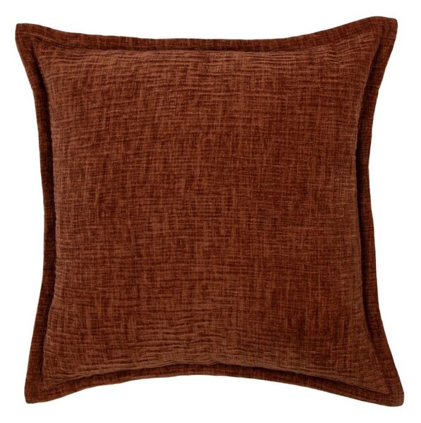 Polštář z mačkaného sametu Crinkled velvet rust – 45*45*6 cm - Mars & More