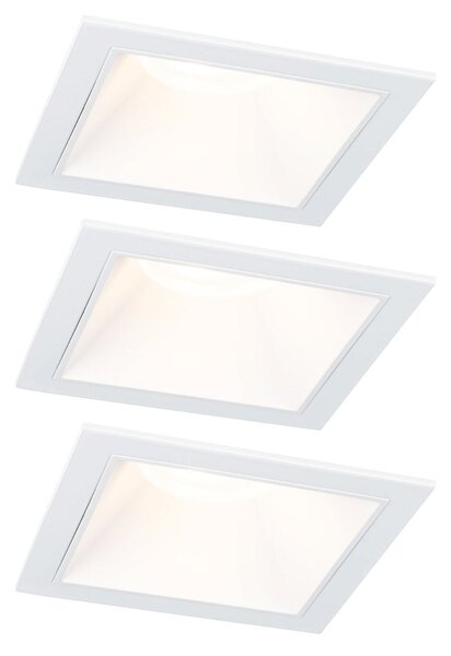P 93126 LED vestavné svítidlo 3-krokové-stmívatelné Cole Coin základní sada IP44 hranaté 88x88mm Coin 3x6W 230V stmívatelné 2700K bílá - PAULMANN